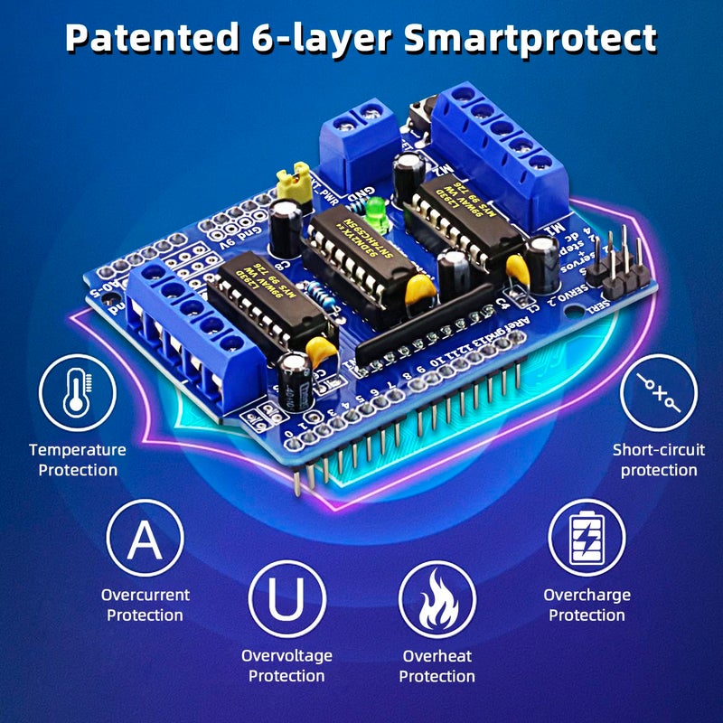 DaFuRui 4Pack L293D Stepper Motor， DC Motor Drive Shield Stepper Motor Drive Shield Expansion Board Electric Control Panels Compatible with Arduino - Image 4